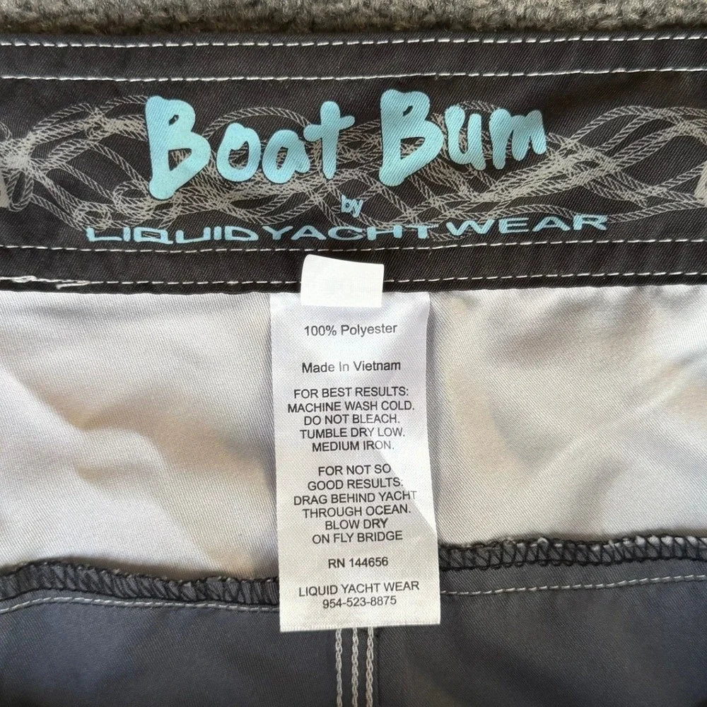 Boat Bum Liquid Yacht Wear‎ Mens 40 Board Shorts Black Grey Colorblock Cargo